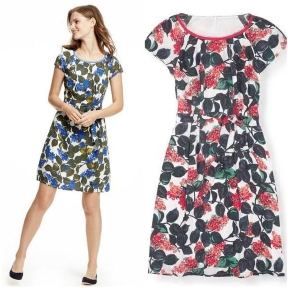 Boden Dress  Easy Floral Day Dress WH779 Cap Sleeves size US 14
